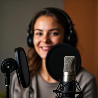 Gravação de podcast em estúdio com microfones profissionais